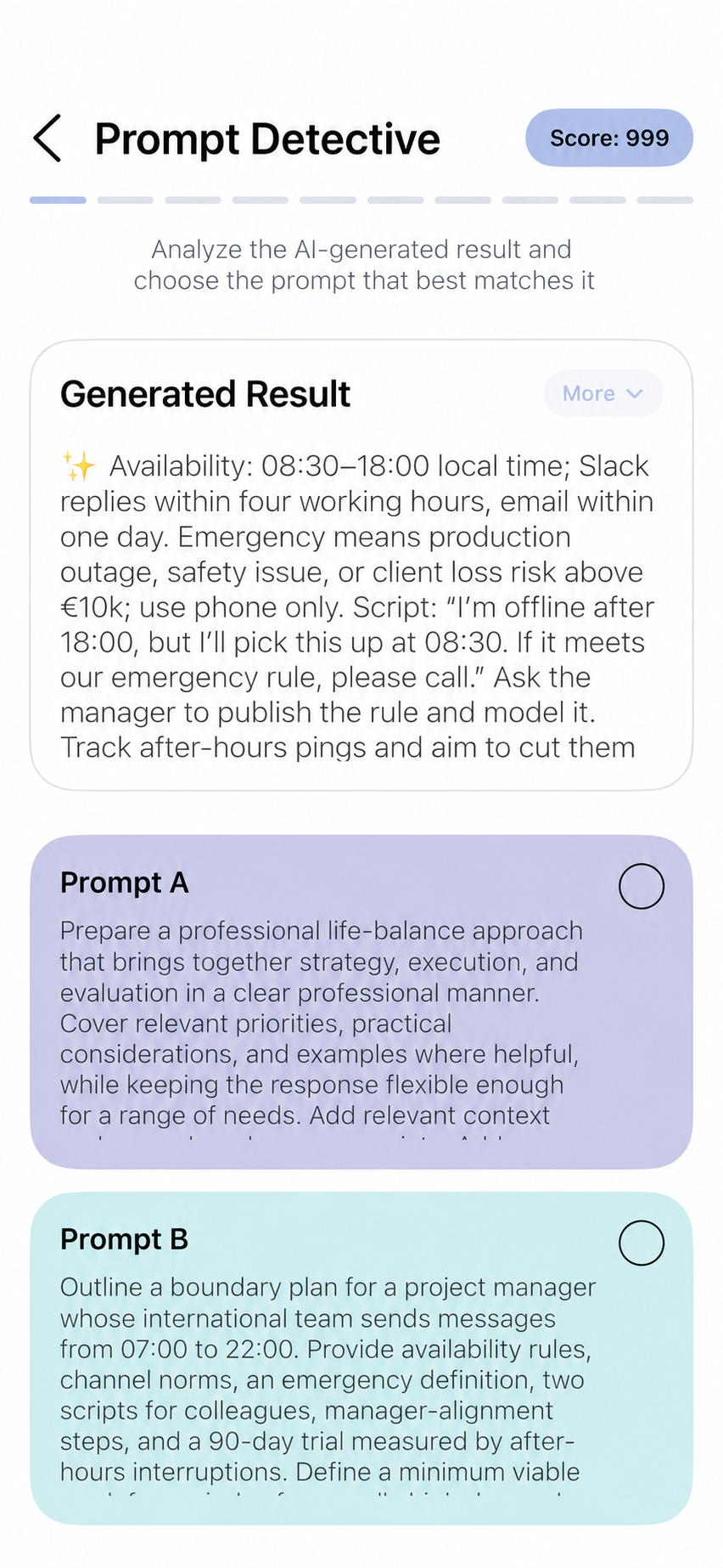 Prompt Detective game preview with Score: 999